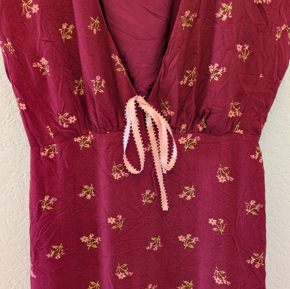 Free People Everyone's Favorite Mini Dress Earth Red Combo Small - Picture 6 of 10
